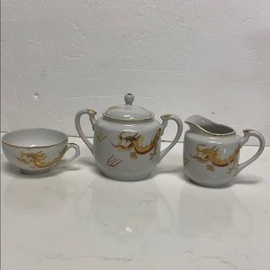 Vtg 3 Pcs Moriage DragonWare Porcelain set, Japan